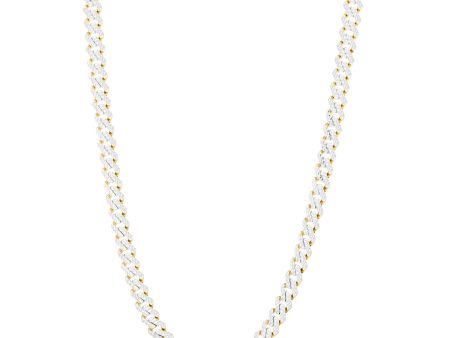 14K 8mm White Pave Modern Lite Edge  Chain Online Sale