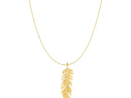 10K Gold Feather Necklace Cheap