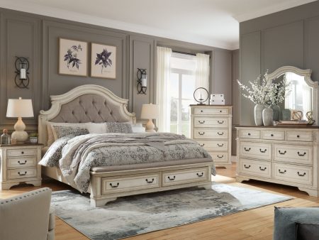 Realyn King Upholstered Bed with Mirrored Dresser Online Hot Sale