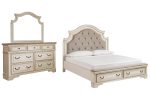 Realyn Queen Upholstered Bed with Mirrored Dresser Fashion