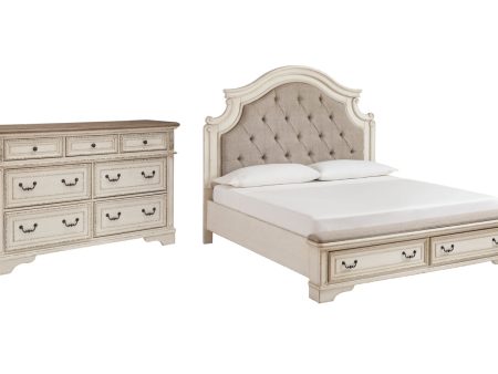 Realyn California King Upholstered Bed with Dresser For Sale