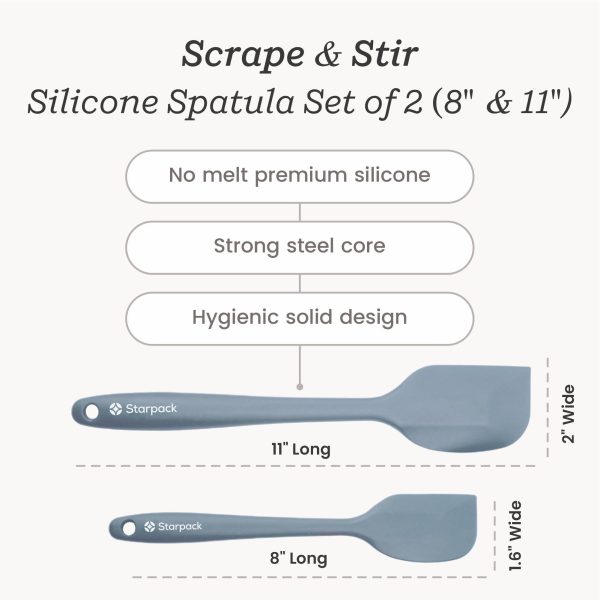 Scrape & Stir | Silicone Spatula Set of 2 (11  & 8 ) For Discount