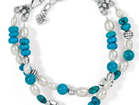 Pebble, Turquoise And Pearl Double Bracelet For Discount