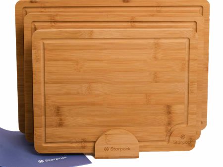 Chop Chop - Bamboo Cutting board set of 3 with stand & nonslip silicone mat Sale