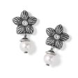 Bloom Flower Pearl Drop Post Earrings Discount