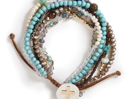 1004000123  BEADED PRAYER BRACELET - TURQUOISE Online