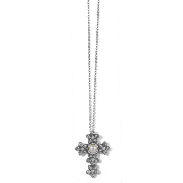 Bloom Cross Pearl Necklace Online now