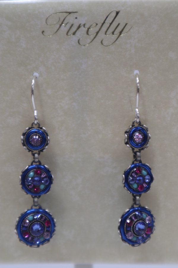 7239-SAP   3 STONE SKINNY EARRING Hot on Sale