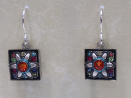 Petite Square Botanical Flower Earrings Multicolor Cheap