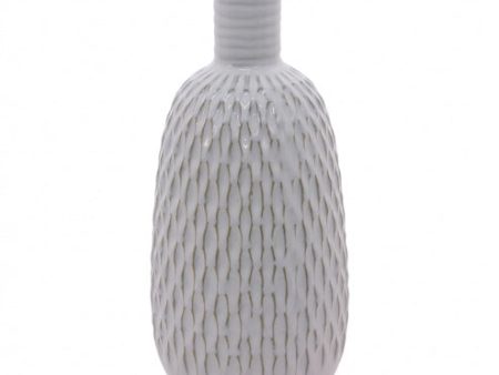 Tall White Textured Vase on Sale